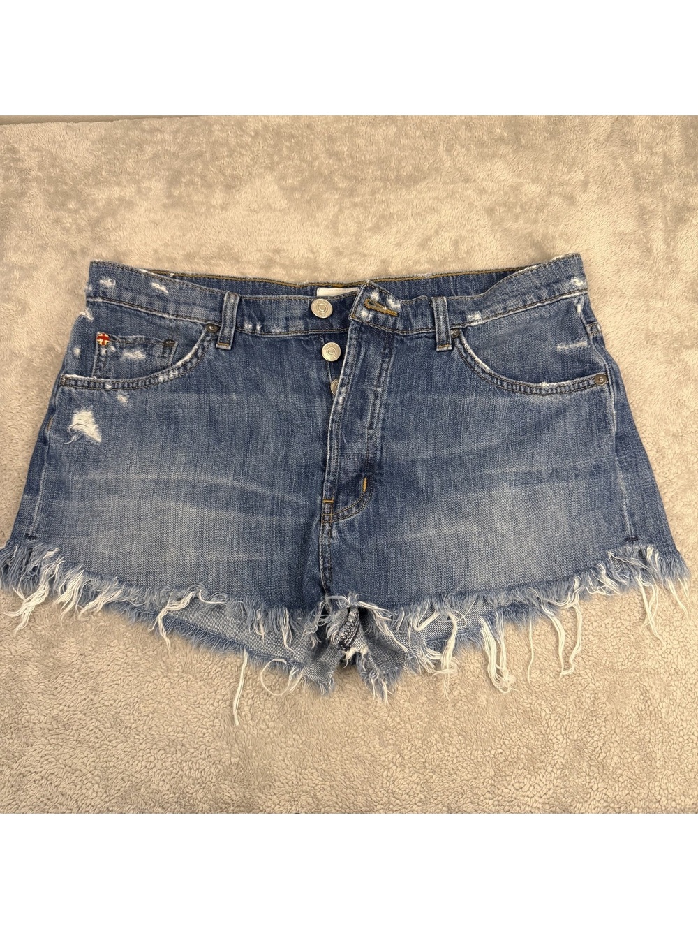 Hudson Jeans Cutoff Denim Shorts Size 29 Distressed Raw Hem Low Rise Y2K